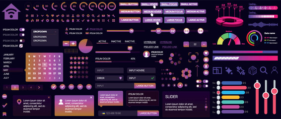 Sticker - A set of UI components for mobile apps and websites. Includes buttons, panels, menus, sliders, and charts. Modern design for easy interaction, data management, and automation.