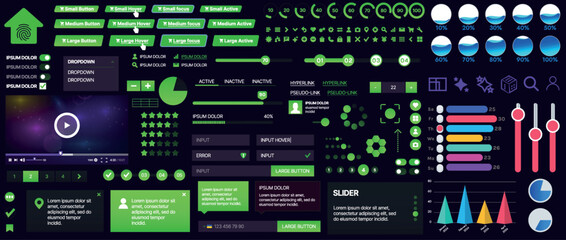 Wall Mural - a set of ui components for mobile apps and websites. includes buttons, panels, menus, sliders, and c