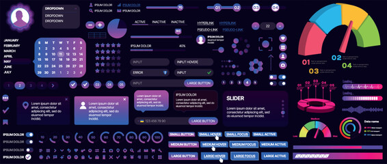 Wall Mural - a set of ui components for mobile apps and websites. includes buttons, panels, menus, sliders, and c
