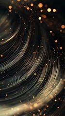 Wall Mural - A swirling abstract design with golden sparks on a dark background.