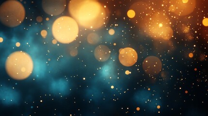 Wall Mural - Golden Lights Floating Against a Dark Blue Background