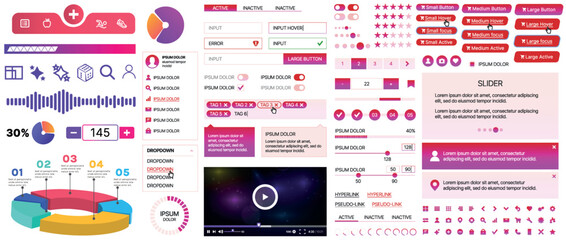 Wall Mural - a set of ui components for mobile apps and websites. includes buttons, panels, menus, sliders, and c