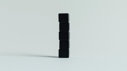 black cubes stacked vertically on white background, minimalist design concept