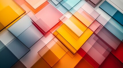Wall Mural - overlapping colorful glass blocks form an abstract and colorful pattern