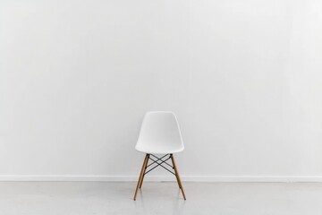 Poster - White chair in minimalist room, simple design, empty space