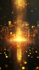 Wall Mural - A vibrant display of golden light and particles, creating a magical atmosphere.
