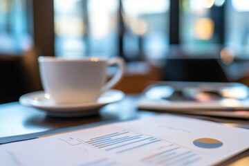 Wall Mural - A single serving of coffee sits atop a table, awaiting its consumer