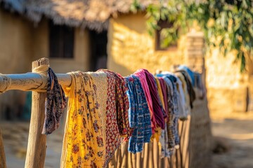 Sticker - Clothes drying on a line, outdoors