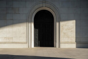 Wall Mural - minimalist architectural doorway with subtle shadow play geometric light patterns creating abstract 