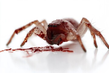 A close-up photo of a spider on a white surface, great for science or nature-related uses