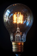 Wall Mural - a close-up view of a light bulb on a dark background