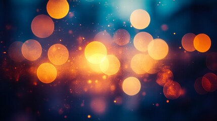 Wall Mural - Bokeh circles provide a beautiful background with orange and blue hues