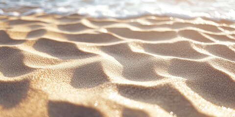 Wall Mural - a close-up view of a sandy beach near the ocean, perfect for use in travel or coastal-themed project
