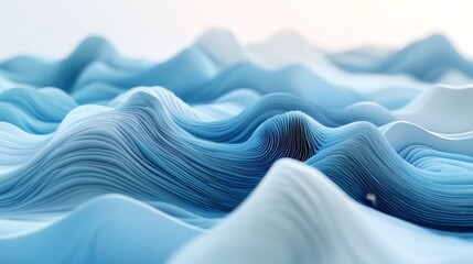 Wall Mural - abstract depiction of flowing blue and white layered surfaces