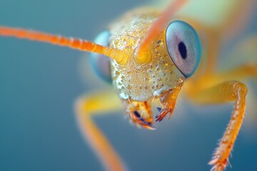 Fototapete - A detailed view of a insect's face with water droplets, suitable for use in scientific or educational contexts