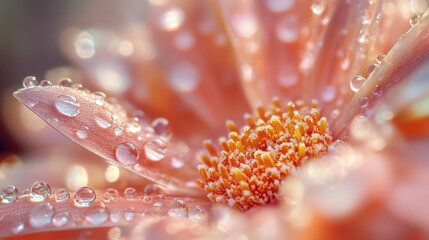 Wall Mural - A close-up of a flower with water droplets, suitable for use in nature, beauty, and scientific contexts