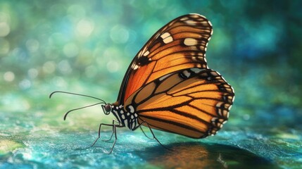 Wall Mural - Close-up photo of a butterfly resting on a surface, perfect for use in educational or scientific contexts