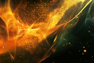 Wall Mural - vibrant swirls of orange and green dance together creating a stunning abstract visual in a cosmic at