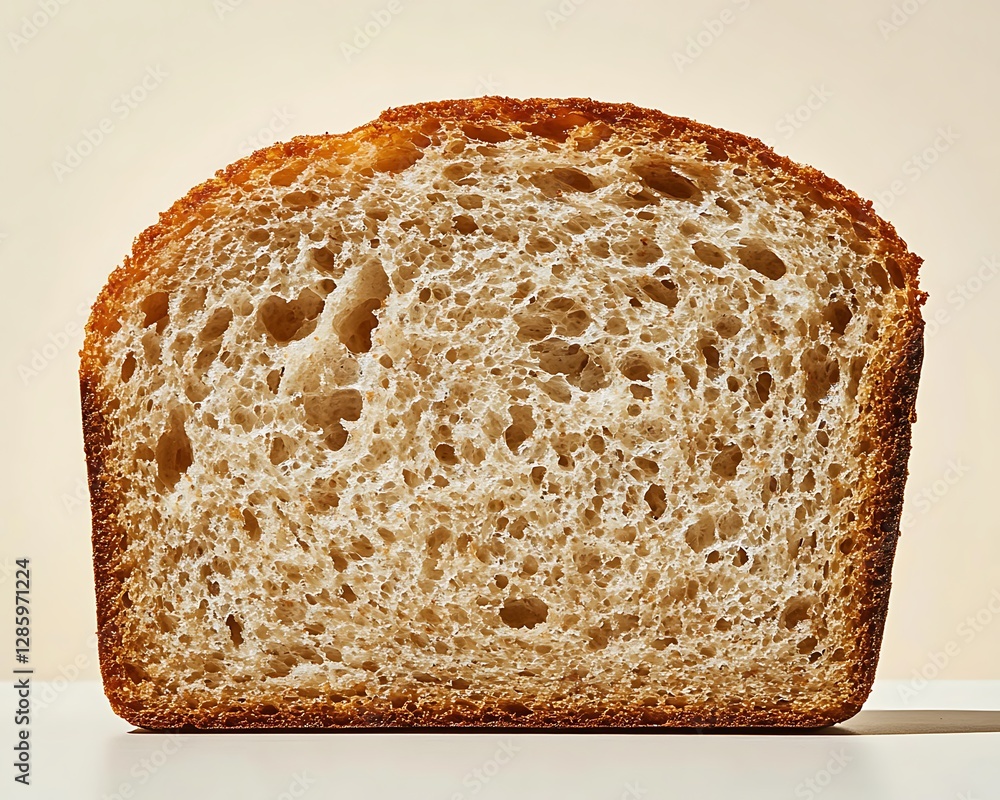 Detailed cross section of the baked bread shows its interior Stock ...