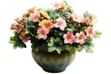 Poster - A beautiful potted plant with vibrant pink and yellow flowers, perfect for decorating any space