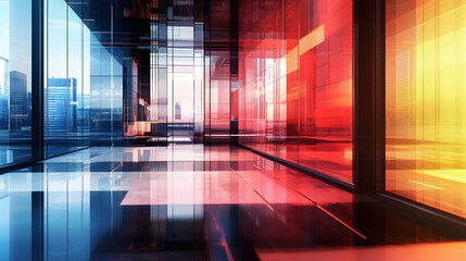 Wall Mural - abstract corporate environment with softened spatial boundaries -
