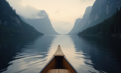 Wall Mural - Tranquil canoe on still water