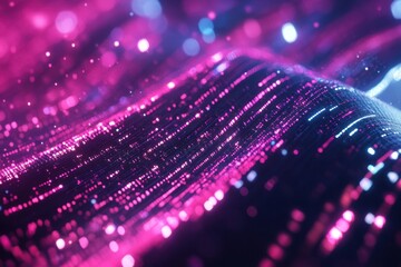 Wall Mural - vibrant particles dance through a digital landscape of shimmer and color at night. generative ai