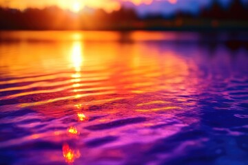 Wall Mural - a serene sunset scene over a peaceful body of water, great for use in travel or relaxation related c