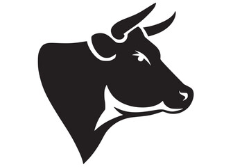 Wall Mural - cow head logo vector silhouette, cow head logo icon, cow head silhouette, cow head animal farm logo 
