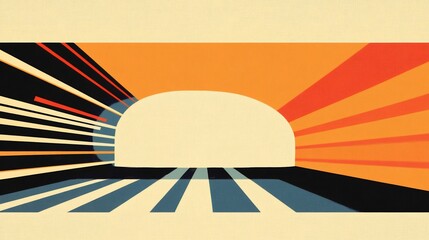 Retro sunburst graphic design warm vibrant colors. AI Generated