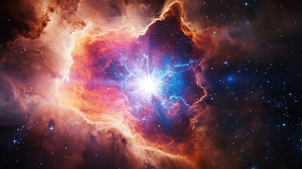 Wall Mural - a futuristic ai-powered observatory captures the birth of a new galaxy inside a glowing nebula