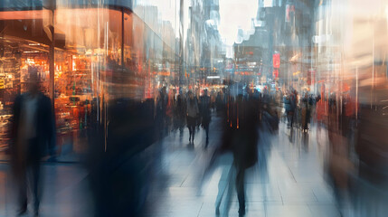 Wall Mural - Contemporary retail environment with motion-blurred pedestrian activity  -  