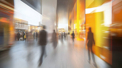 Wall Mural - Contemporary retail environment with motion-blurred pedestrian activity  -  