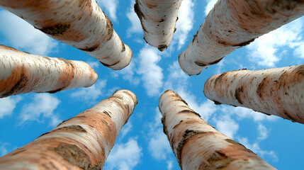 Birch trees circle, sky view, nature, peaceful scene, environmental design
