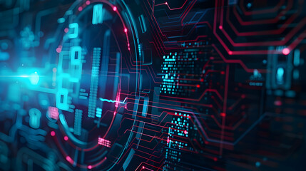 Wall Mural - abstract digital circuit design with glowing lines and patterns, showcasing technology and innovatio