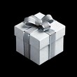 © Aegis World - White Gift Box with grey ribbon Isolated on transparent background. Used for birthdays, celebration, parties, events etc