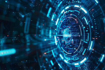 Wall Mural - futuristic digital interface showcasing intricate technology patterns and glowing elements