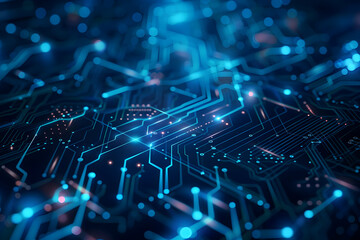 Wall Mural - abstract close-up of a vibrant circuit board with glowing connections and intricate patterns