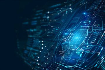 Wall Mural - abstract digital technology background showcasing intricate circuit patterns and glowing elements