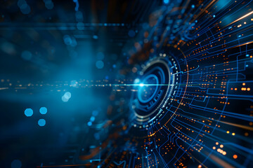 Wall Mural - abstract digital technology background with glowing lines and nodes, conveying innovation and connec