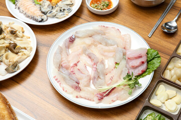 Sticker - Korean seafood dish. raw fish Sashimi