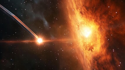 Wall Mural - a futuristic deep-space observatory captures the moment a new star ignites within a nebula