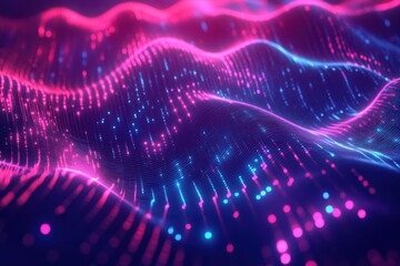 Wall Mural - vibrant light waves dance in a digital landscape, evoking a sense of rhythm and motion within a mesm