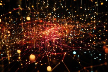 Wall Mural - exploration of vibrant energy networks illuminating a cosmic digital landscape at night. generative 