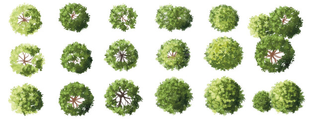 Wall Mural - vertor set of green tree,plants top view for landscape plan,schematic layout,eco environment concept