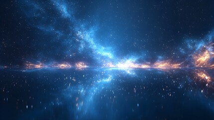Wall Mural - glowing progress bar under cosmic night sky with shimmering celestial constellations