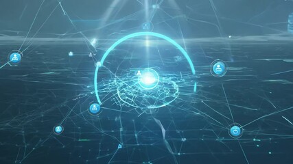 Wall Mural - social network internet dots connect light