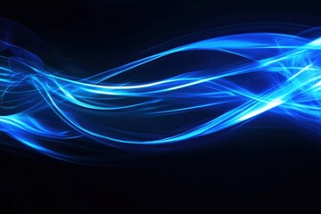 Wall Mural - vibrant blue waves dance across a dark canvas with an ethereal glow creating a mesmerizing visual ex