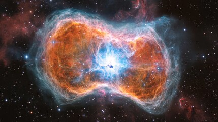Wall Mural - a futuristic observatory orbits a pulsating nebula, recording the birth of an interstellar anomaly
