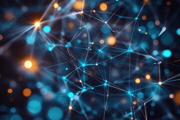 Wall Mural - illuminated connections intertwining in a vibrant digital network at twilight, showcasing the beauty